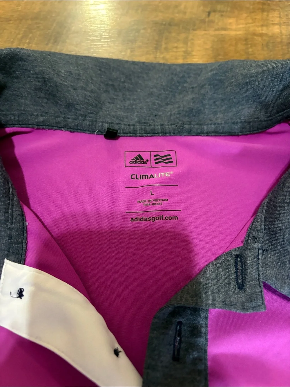 adidas Pink and Charcoal Diagonal-Stripe Polo